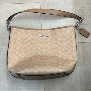 Coach Beige and Brown Signature Shoulder Bag